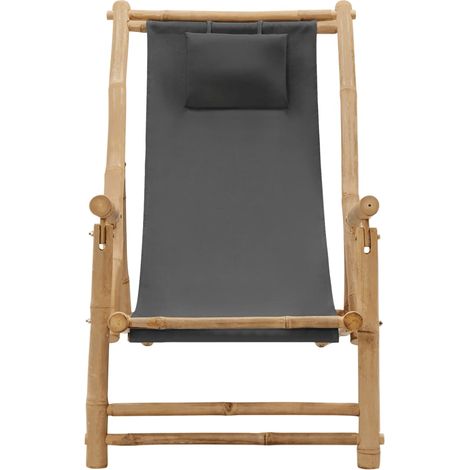 Maison Exclusive - Liegestuhl Bambus und Canvas Dunkelgrau