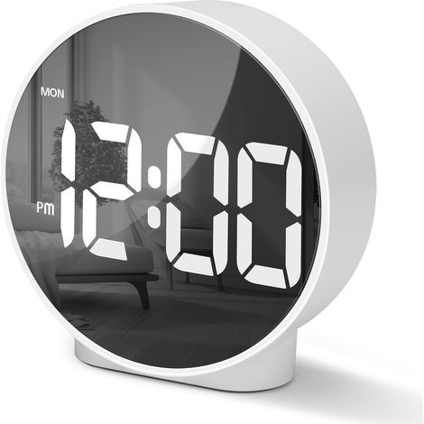 Despertador Led Digital - Pantalla Curvada De 4 Pulgadas - Alarma Doble Con Modo Snooze - Alimentación USB O Pilas AAA - Blanco (1/5)