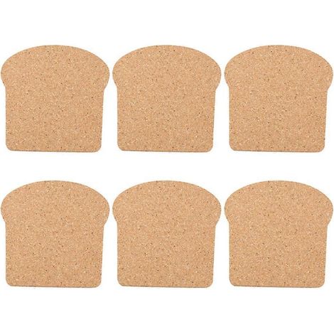Lot de 6 sets de table simples en liège, sous-verres isolants et pratiques pour la maison-10X10X0.5CM-Brown