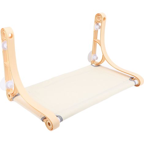 Cordless Cat Window Perch Cat Hammock with 4 Suction Cups Strong Load Bearing Sturdy Frame Cat Window Seat Beige (1/5)