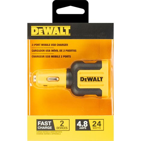 Dewalt 2-Port 4.8 Amp Car Van Charger Intelligent Fast Charging X2 USB Charger (1/3)