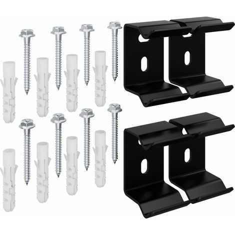 Oval Column Radiator Horizontal Wall Mounting Bracket Kit Fittings Set Black (1/4)