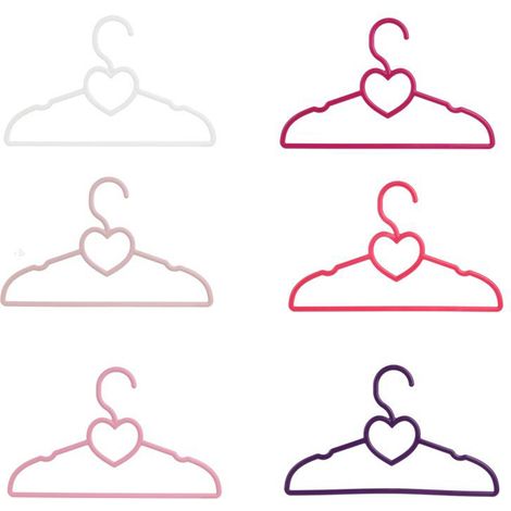 Lot de 6 cintres enfant COEUR multicolores