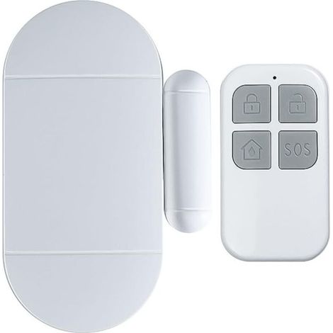 Capteur d'alarme sans fil magnétique pour porte/fenêtre avec télécommande, 130 dB, blanc (1/5)