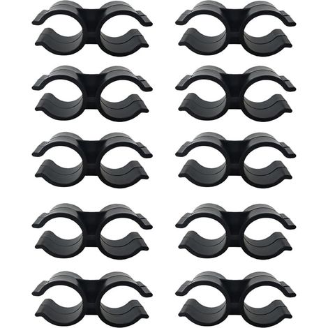 CCYKXA  Lot de 10 Colliers de Serrage Plastique PVC, Collier Serrage Tuyau Doubles pour étagère, Connecteur de Chaîne, Panneaux de Clôture, Accessoires de Fixation, Noir