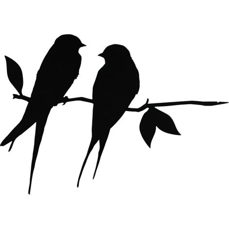 1 silhouette d'oiseau en métal, hirond rustique silhouette d'oiseau en fer forgé noir sur une branche décorée pour un arbre de jardin. (1/5)