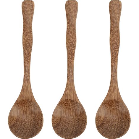 3Pcs Wooden Spoons Smoothing Heat Resistant Light Weight Wood Spoons for Log Style Decoration Daily Use (1/5)