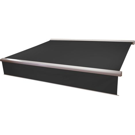 [NEUWERTIG] Elektrische Vollkassetten-Markise HHG-606, 4,5x3m ausfahrbarer Volant Polyester Anthrazit (1/5)