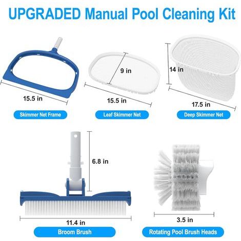 S-Union 2026 Nettoyage manuels pour Piscine, Kit de Nettoyage par Pinceau & Filet écumoire, Nettoyage Portable pour Petites piscines, Spa, ja-cuzzi, Bain à remous (1/4)