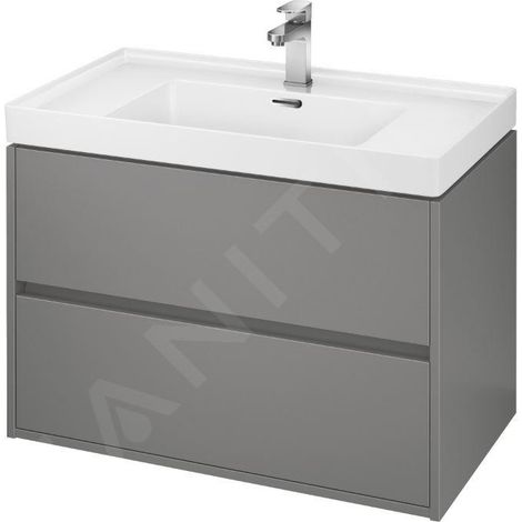 Cersanit Crea - Meuble-lavabo, 53x79x45 cm, 2 tiroirs, gris S924-017 (1/2)