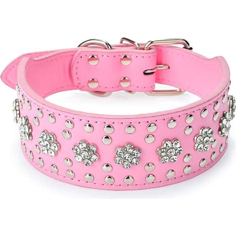 Collier pour chien en cuir clouté (Rose XS)-Fei Yu