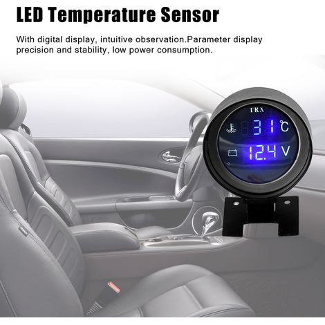 Jauge de température d'eau de camion de voiture numérique de LED ronde 2 en 1 compteur de tension de température pour les camions de véhicules 12V 24V (1/5)