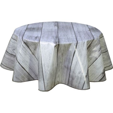 Nappe en toile cirée ronde effet bois PLANCHE