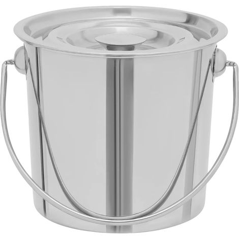 Cubo de cocina, capacidad de 6 litros, fabricado en acero inoxidable apto para uso alimentario, color plata. (1/2)