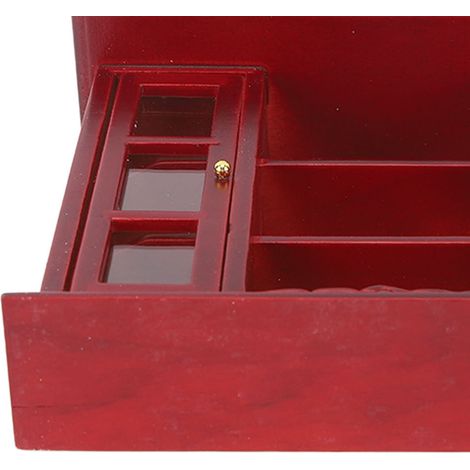 Armoire miniature en bois 1/12 pour maison de poupée, bibliothèque avec porte ouvrable et tiroir, couleur acajou (1/5)