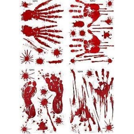 Décorations d'Halloween SZTXJ, 8 feuilles d'autocollants de fenêtre avec empreintes de mains ensanglantées, décoration intérieure/extérieure pour fête d'Halloween, autocollants muraux effrayants et Fl (1/5)