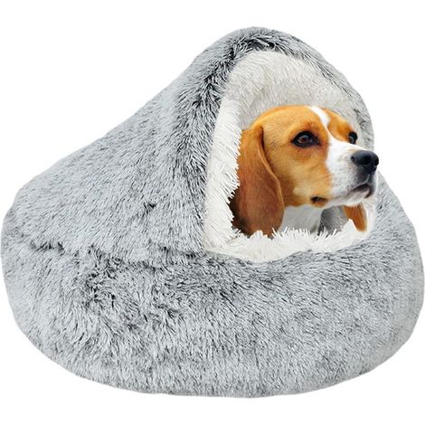 Cama relajante para gatos, cama para perros pequeños, cálida, cómoda, suave y mullida, ideal como cueva de interior para gatos, con base antideslizante, lavable a máquina, sofá con capucha antiestrés (1/5)