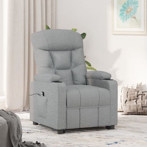 Sillón reclinable eléctrico tela gris claro