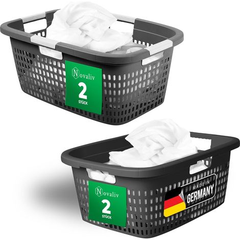 Ensemble de paniers à linge Novaliv 2x 25L + 2x 40L, ensemble de boîtes à linge seau à linge conteneur à linge pour salle de bain linge sale, paniers