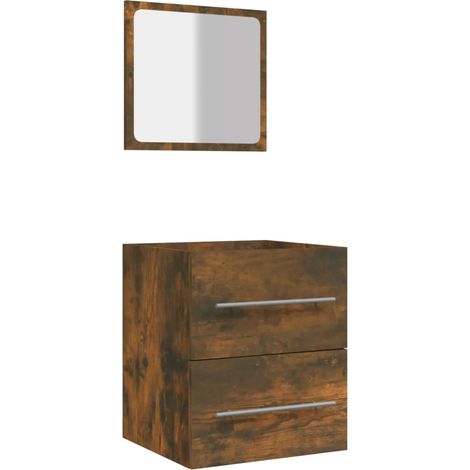 Armoire de salle de bain avec miroir Chêne fumé 41x38,5x48 (1/5)