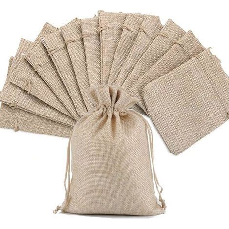 30 sachets en jute 10x14cmsachets tissu avec cordon de serragepour couleurs multiples (1/4)