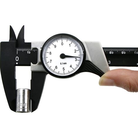 Calibrador de plástico de alta precisión (0-150 mm, 0,1 mm) con micrómetro de esfera.