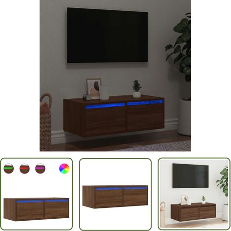 vidaXL TV-Schrank mit LED-Leuchten Braun Eichen-Optik 75x35,5x25 cm (1/5)