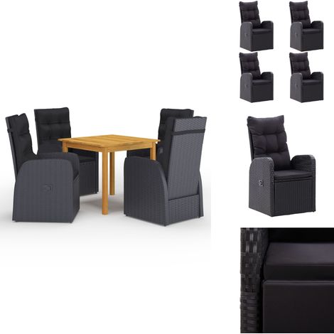 Ensemble à manger de jardin 5 pcs Noir - Salon De Jardin - Mobilier De Jardin - Table De Jardin - Chaises De Jardin - Acacia (1/5)