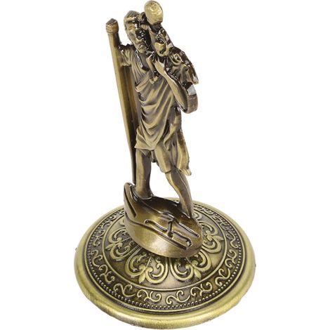 Statue de Jésus avec socle stable en alliage haute résistance vert olive de 8,9 cm (3,5 pouces) et détails raffinés. Convient pour la maison, la voiture et le bureau.