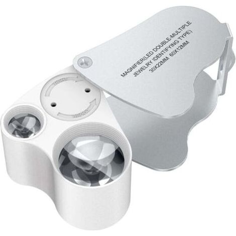 30 X 60 Loupe Bijoutier, LED Loupe Eclairante Horloger, Gemmes Bijoux Pierres Timbres Pieces Montres Loisirs Antiques ModèLes Poche Monocle Loupe Grossissante Verre 30 X 60 mm (1/4)