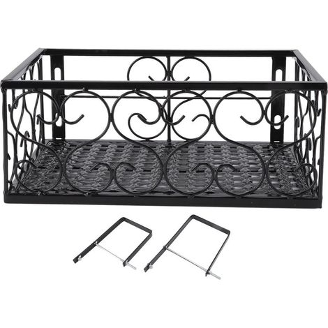 Support de pot de fleur de balcon, étagère décorative en fer épais pour balustrade de patio avec supports pour rebord de fenêtre, applicable à une balustrade de 10,5 cm/4,1 pouces (1/5)