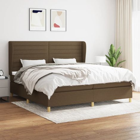 Lit double pour adulte Moderne - Lit à sommier tapissier avec matelas Marron foncé 200x200 cm BV297748 - BonneVie (1/5)
