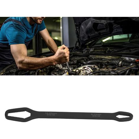 Clé à douille double, clé à fourche auto-serrante double, clé multifonctionnelle réglable 8-22 mm pour usage domestique, noire. (1/5)