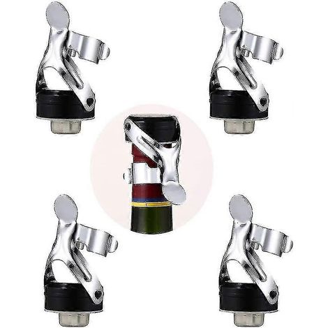 Lot de 4 bouchons à champagne, bouchon en acier inoxydable pour vin mousseux (1/5)