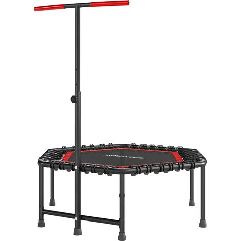 Trampoline de fitness 114 cm - Corde élastique - Poignée réglable 3 positions - Trampoline d'exercice silencieux - Rouge (1/5)