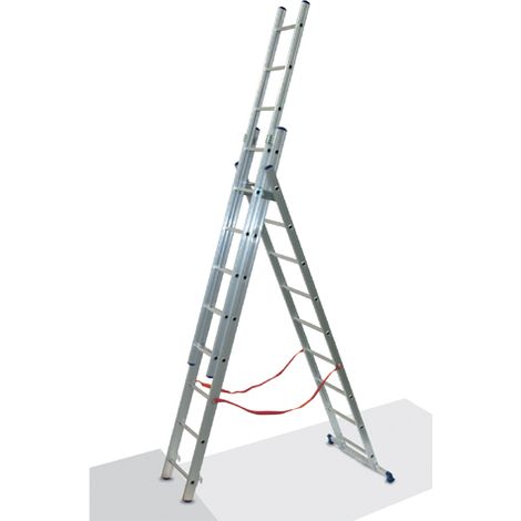 Scala Telescopica a 3 Rampe in Alluminio – Facal Euro Stilo – Tripla e Trasformabile - Gradini e Altezza: 3x7 gr cm 202-426h - Peso e Modello: Kg 12 base cm 76 (SL200-3) (1/10)