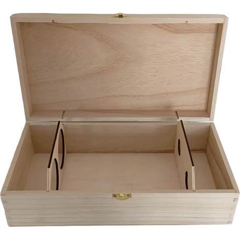 Caisse en sapin naturel 2 bouteilles, 35,5x18x10 cm (lot de 3)