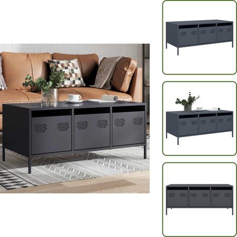 Table basse anthracite 101,5x50x43,5 cm acier laminé à froid - Table Basse - Tables Basses - Table D'appoint - Bout De Canapé (1/5)
