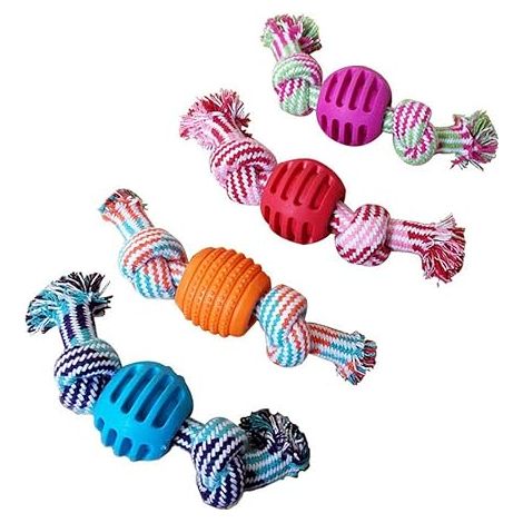 Ensemble de jouets pour chien en corde de coton colorée, jouet à mâcher pour les dents du chiot (1/4)