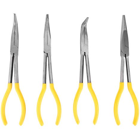 DEESSE SHOP-Pinces à Bec Long en Acier au Carbone avec Poignée Antidérapante, Ensemble de 4 Pinces à Bec effilé de 11 Pouces, pour les Travaux de Pliage et de Coupe (1/5)