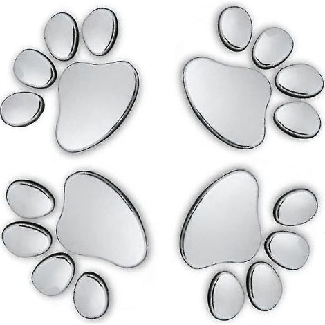 4/12 Stück 3D-Autoaufkleber mit Hundepfotenabdruck in Chrom, Autoemblem-Dekoration-4pcs Sliver (1/5)