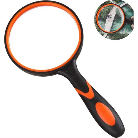 （orange and black）Magnifying Glass, Reading Magnifier, 10x Magnifying Glass, 10X Reading Magnifier, Kids Magnifying Glass, Magnifying Glass, Handheld Reading Magnifiers, Kids 10x Magnifying Glasses, M (1/5)