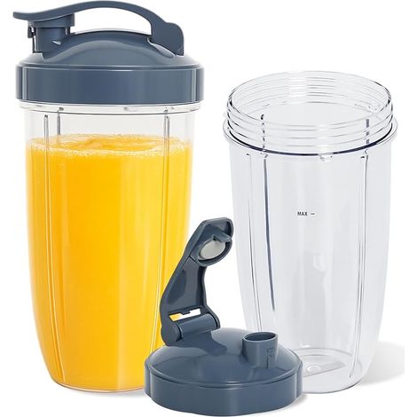 Pièces de Rechange Compatibles avec Nutribullet 600 W/900 W, 2 Verres de 32 oz Avec Couvercle Rabattable Compatible avec Nutribullet Centrifugeuse Haute Vitesse (1/5)