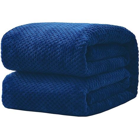 Plaid Couverture Polaire, 200x230cm Jeté de Canapé en Flanelle, Bleu Marine, Couverture de Lit Doux et Chaud pour Toutes Les (1/5)