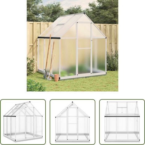 vidaXL Serre de jardin - Serre avec cadre de base argenté 169x169x202 cm aluminium (1/5)