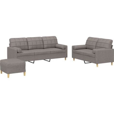 Maison Exclusive - Set Divani 3 pz con Cuscini Tortora in Tessuto