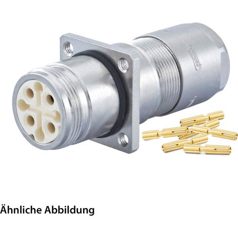 HUMMEL SET inkl. Kontakte M16 Wanddurchführung Kupplung, Crimpein. gerade Polzahl 3+4+PE, Buchse Hinterwand, Kabelabgang gerade, Klemmbereich 2,0mm - 7,0mm - 1 Stück