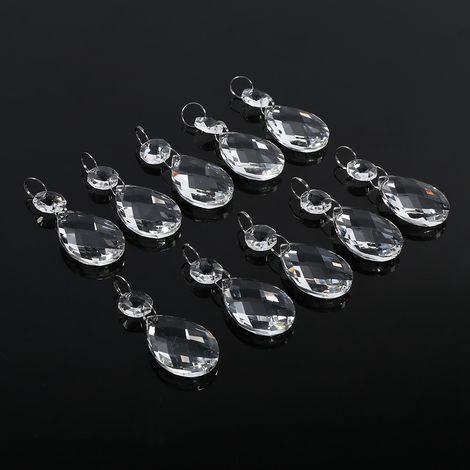 10 Pièces Prismes Cristal Verre Transparent Lustre Pendentif Lumière Partie Gouttes DIY Accessoires (1/5)