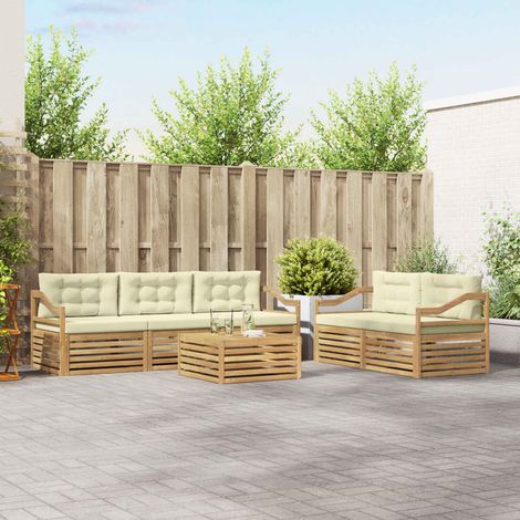 Teenpull – Outdoor-Sofagarnitur 6 Stk. Weiß und Creme (1/5)