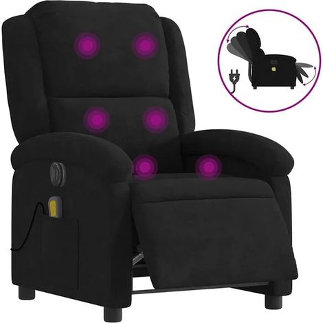 Chaise de massage électrique en velours noir – Siège relaxant avec fonction chauffage, rouleaux de massage cervicaux et lombaires, réglage intensité 3 niveaux, design ergonomique pour usage domestique (1/5)